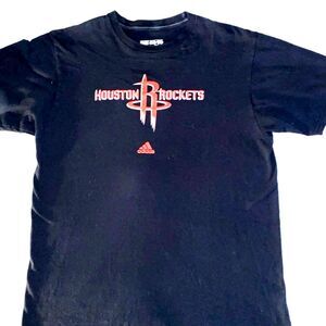 Adidas Men's Houston Rockets Shirt Large NBA Black with Red Graphics